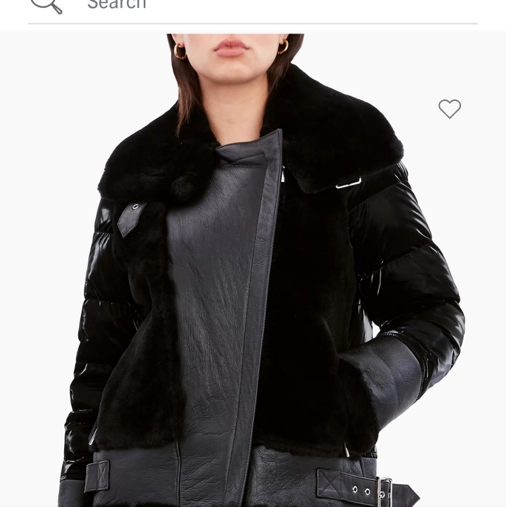 Dawn Levy leather and shearling jacket. Size XL. Color black